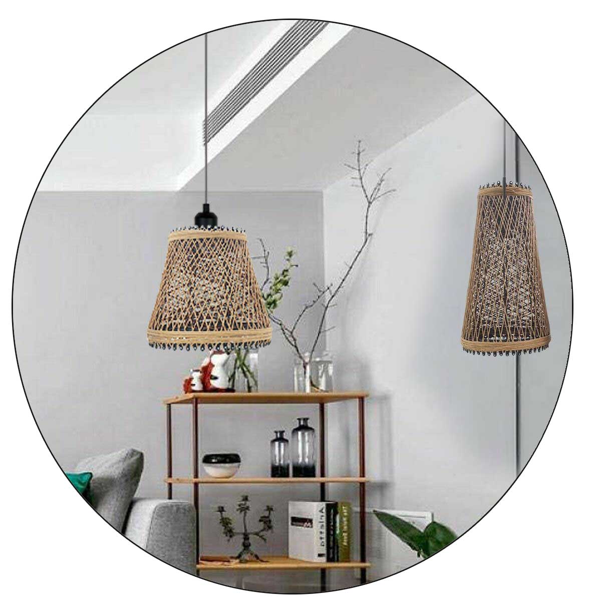 Rattan Wicker Ceiling Pendant Light Shade Hanging Light Antique décor Lampshade~1334