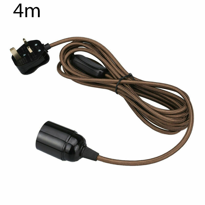 Flexible Fabric Plug-in Cable Pendant Lamp Set With Bulb Holder