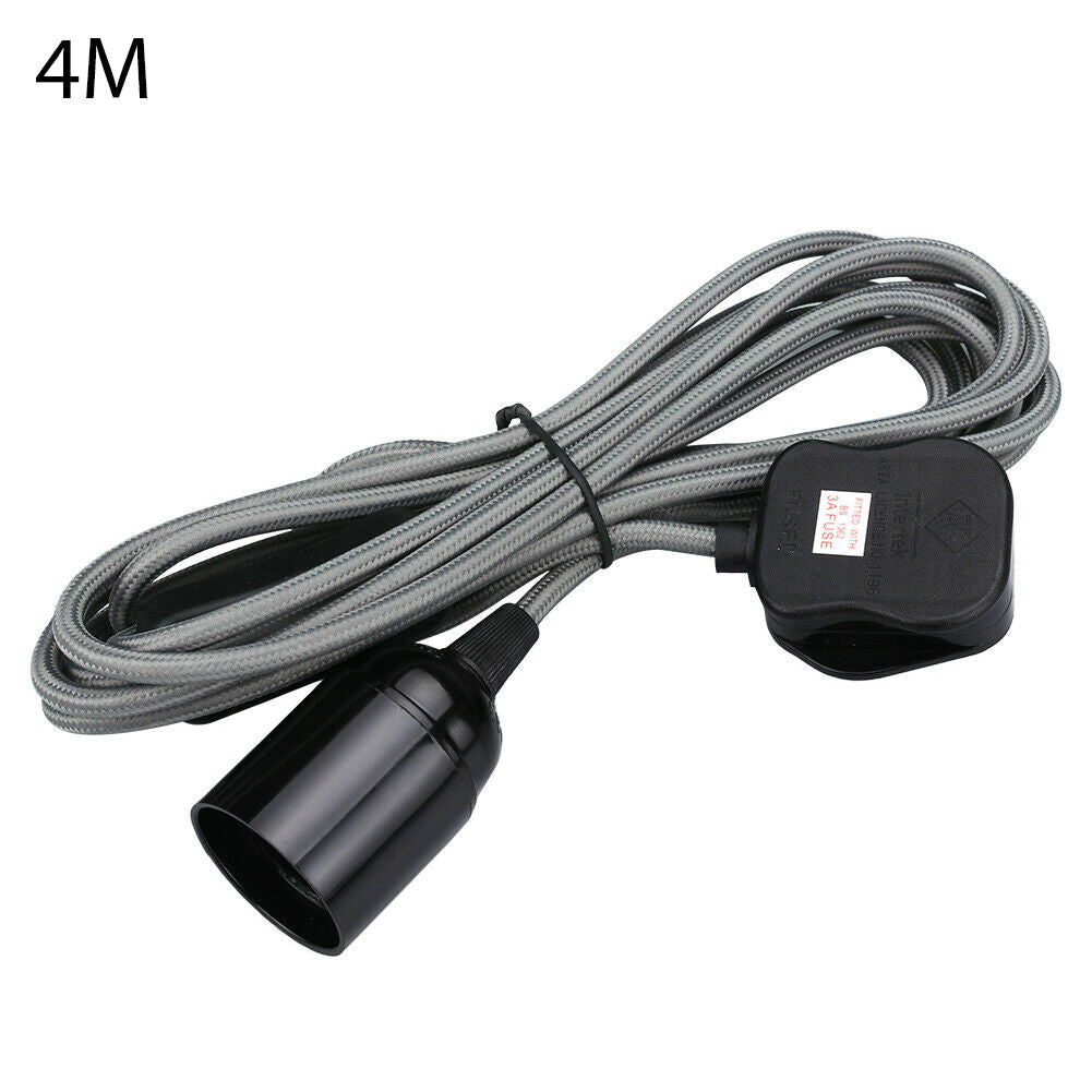 Flexible Fabric Plug-in Cable Pendant Lamp Set With Bulb Holder