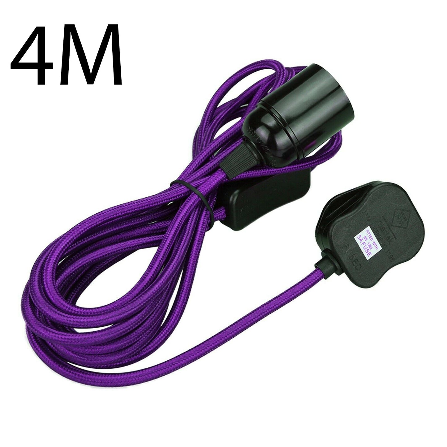 Flexible Fabric Plug-in Cable Pendant Lamp Set With Bulb Holder