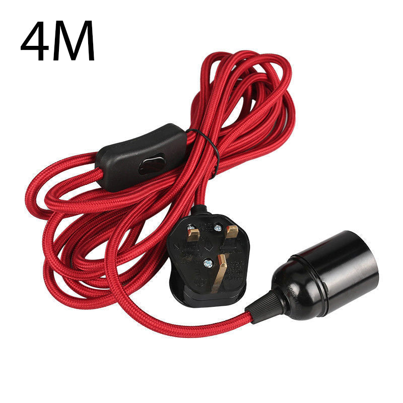 Flexible Fabric Plug-in Cable Pendant Lamp Set With Bulb Holder