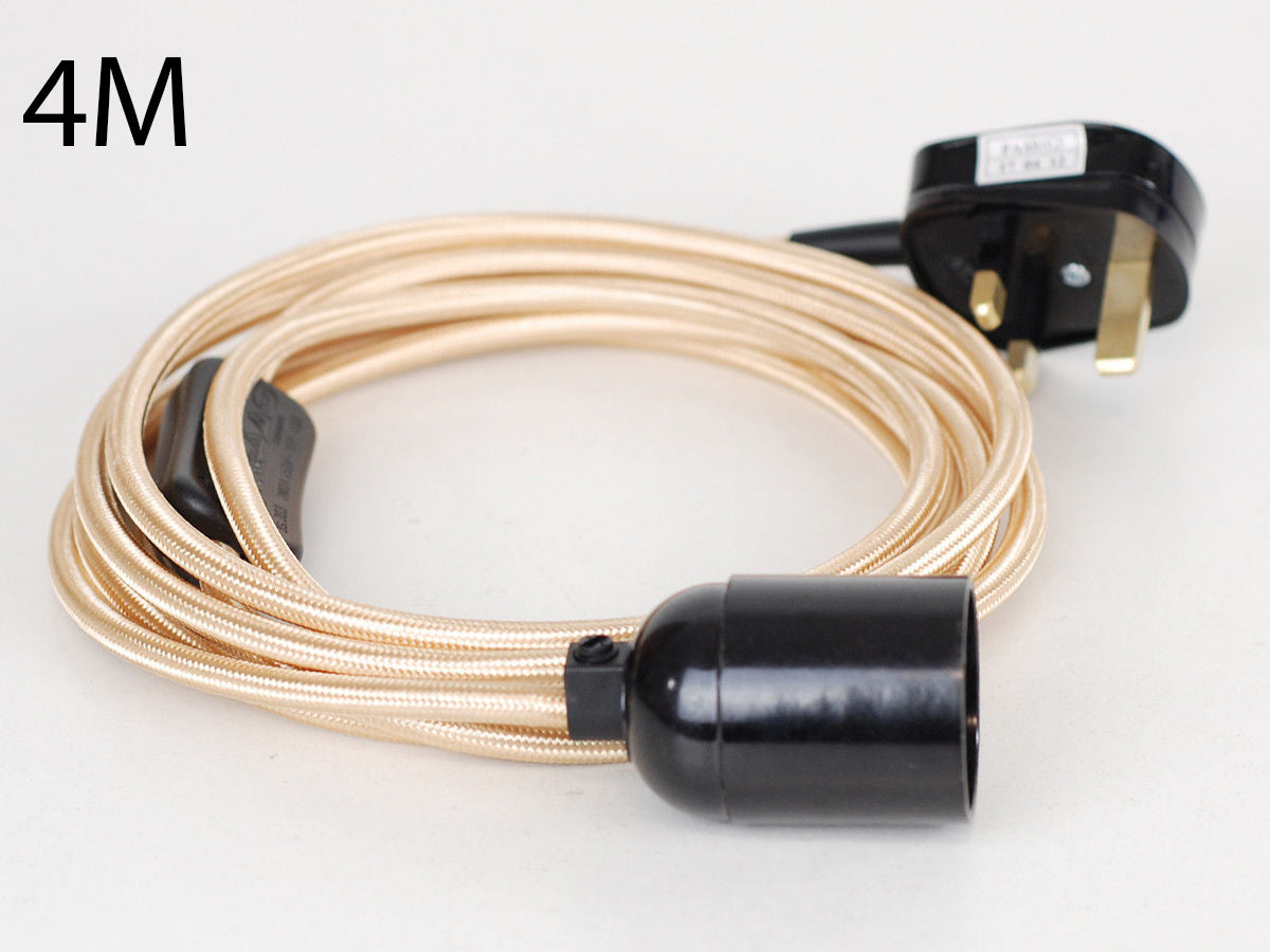 Flexible Fabric Plug-in Cable Pendant Lamp Set With Bulb Holder