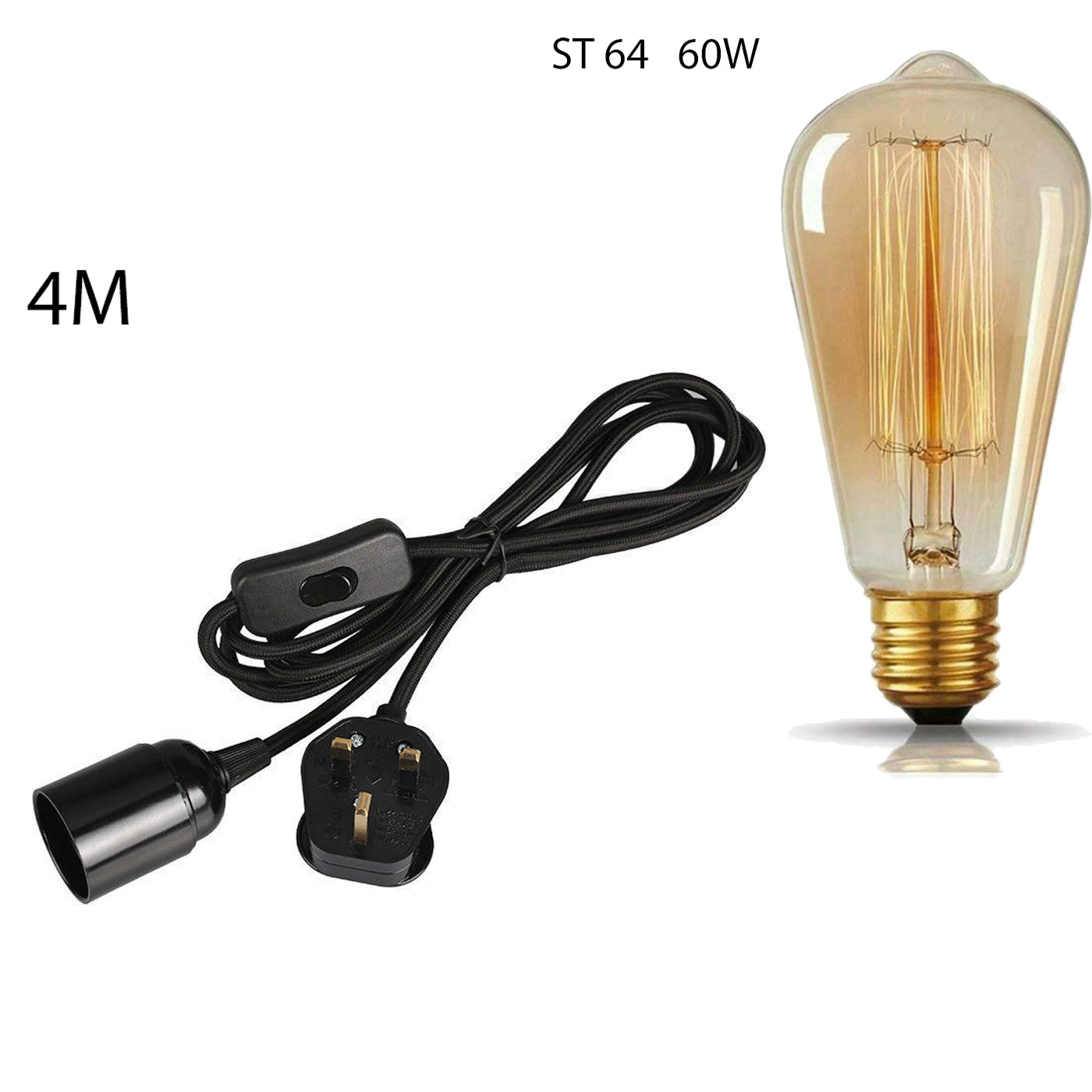 Flexible Fabric Plug-in Cable Pendant Lamp Set With Bulb Holder