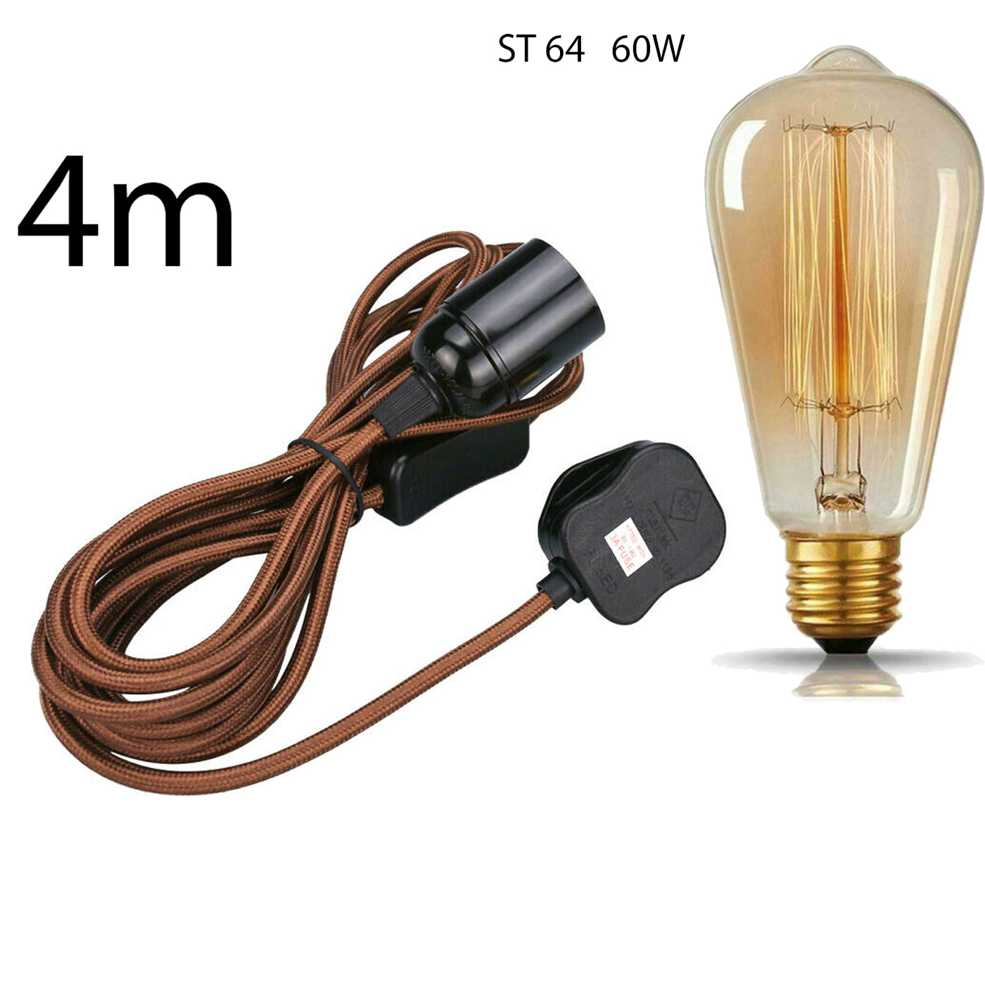 Flexible Fabric Plug-in Cable Pendant Lamp Set With Bulb Holder