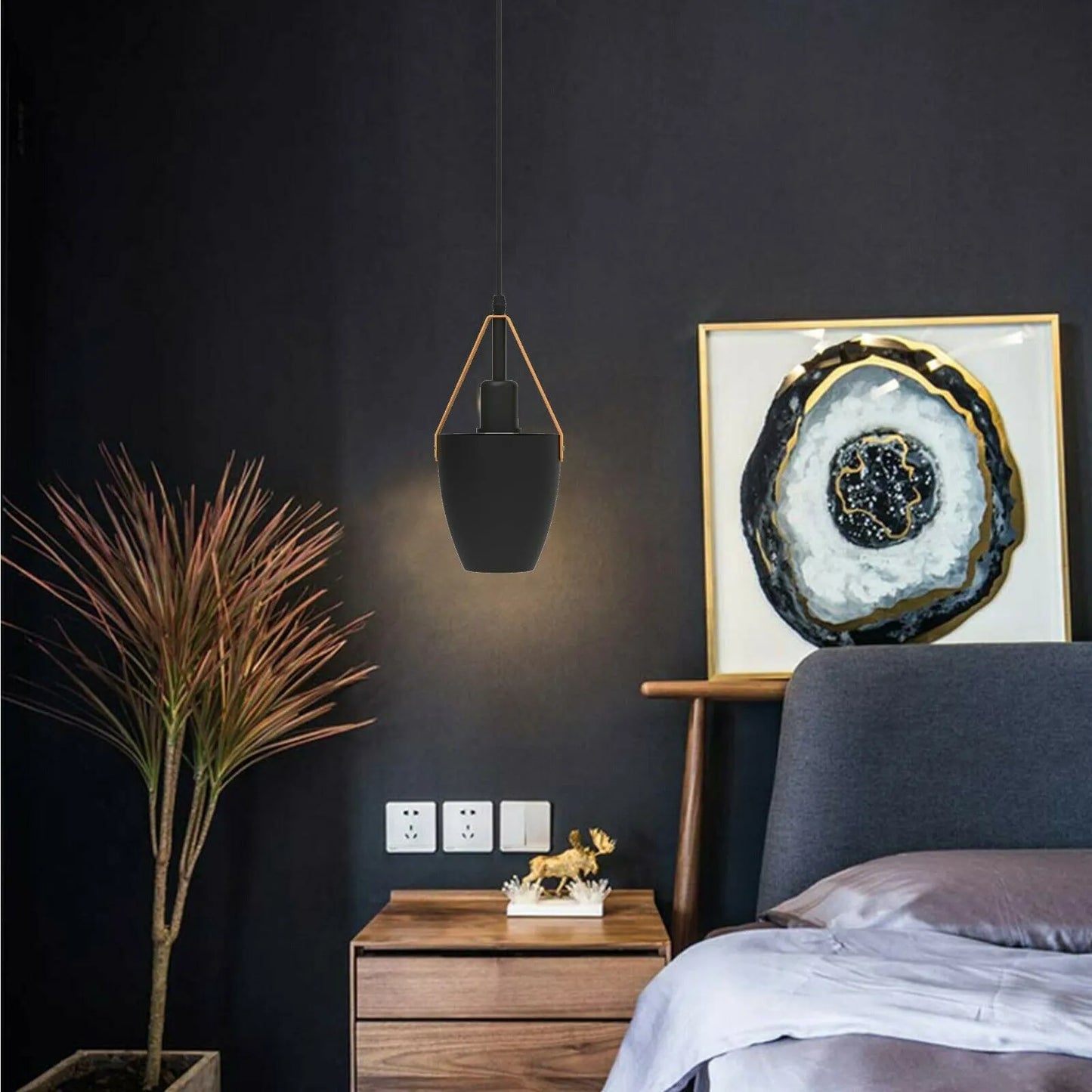 2 Pack Vintage Pendant Ceiling Light Black~4352