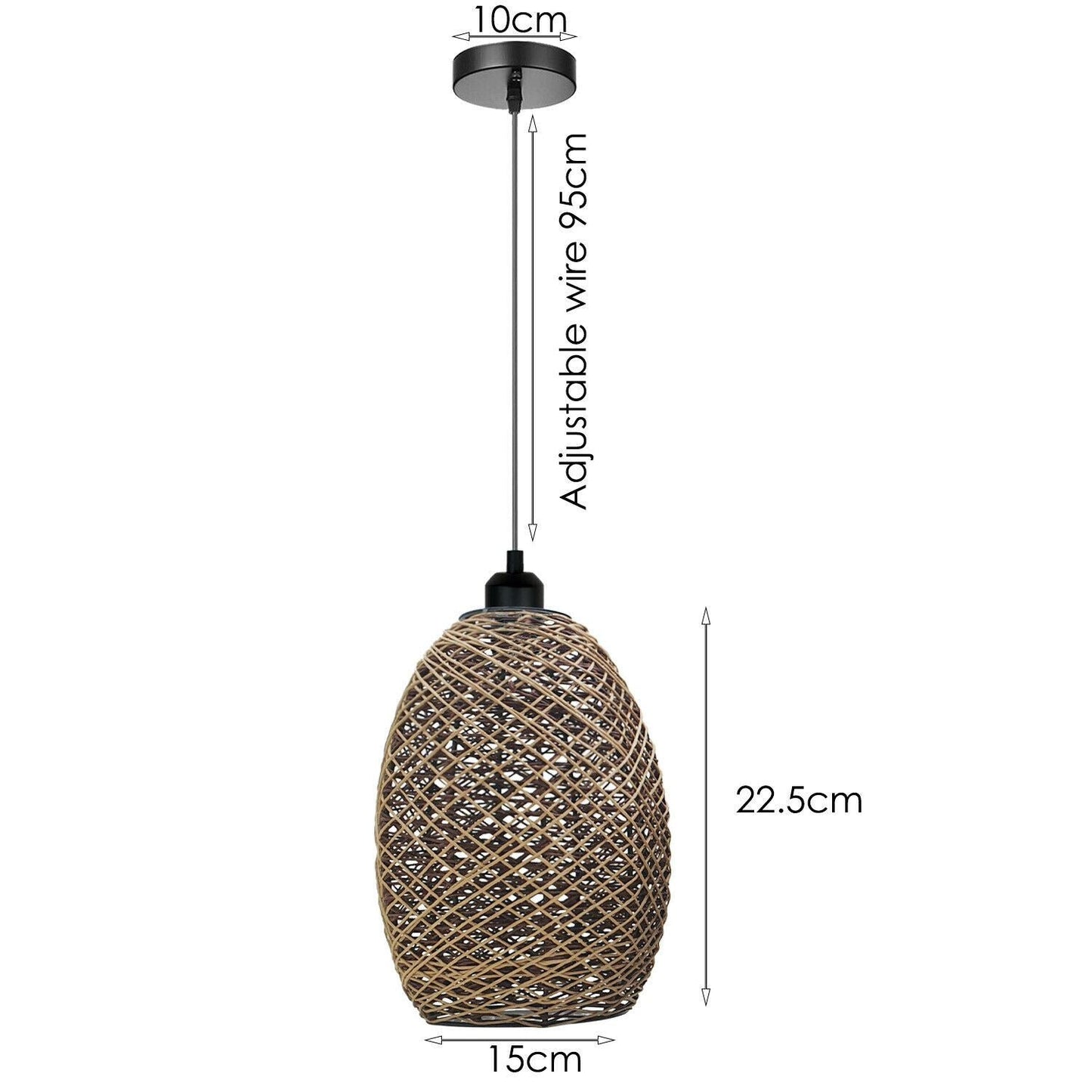 Rattan Wicker Ceiling Pendant Light Shade Hanging Light Antique décor Lampshade~1334